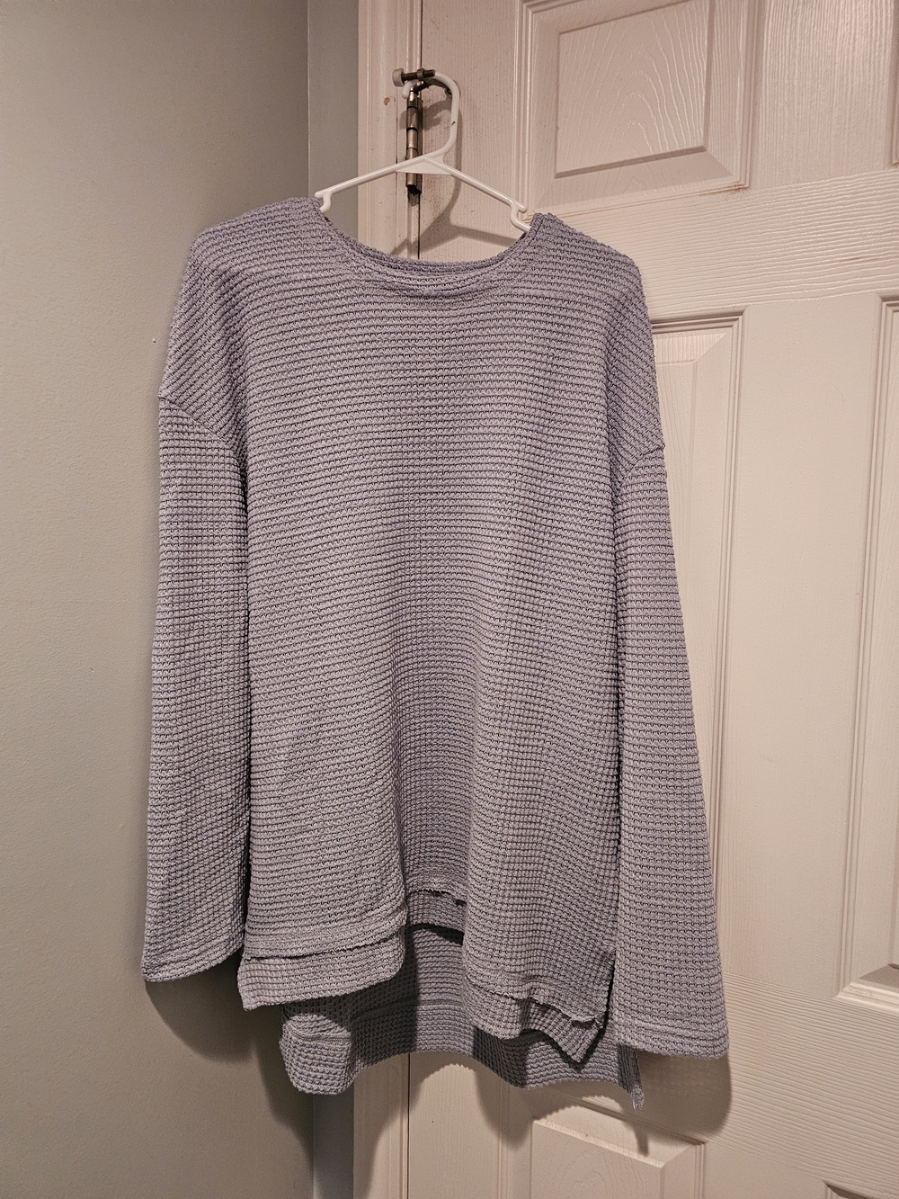 Women's Lightweight Textured Crewneck Sweater - Light Blue